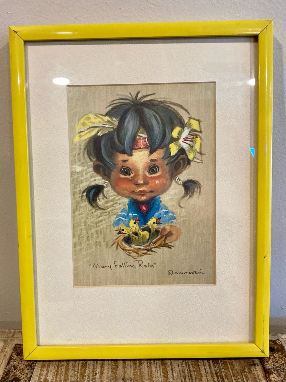 Vintage 60-70s Style Little Girl Art Print Mary Falling Rain Monteague